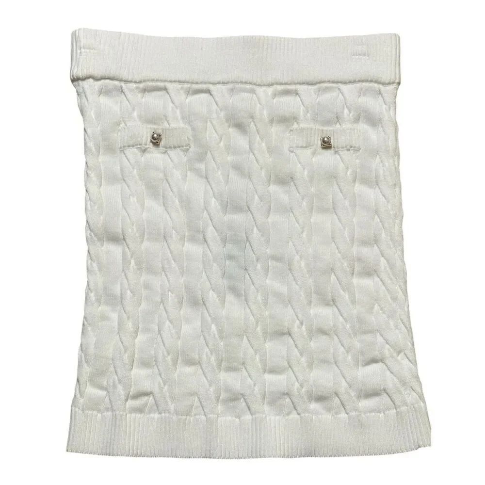 Minnie Rose Cable Knit Mini Skirt in White NWT Size XS